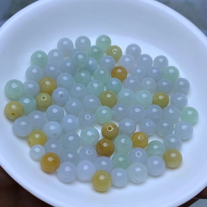 翡翠散珠卡7.4冰三彩10个