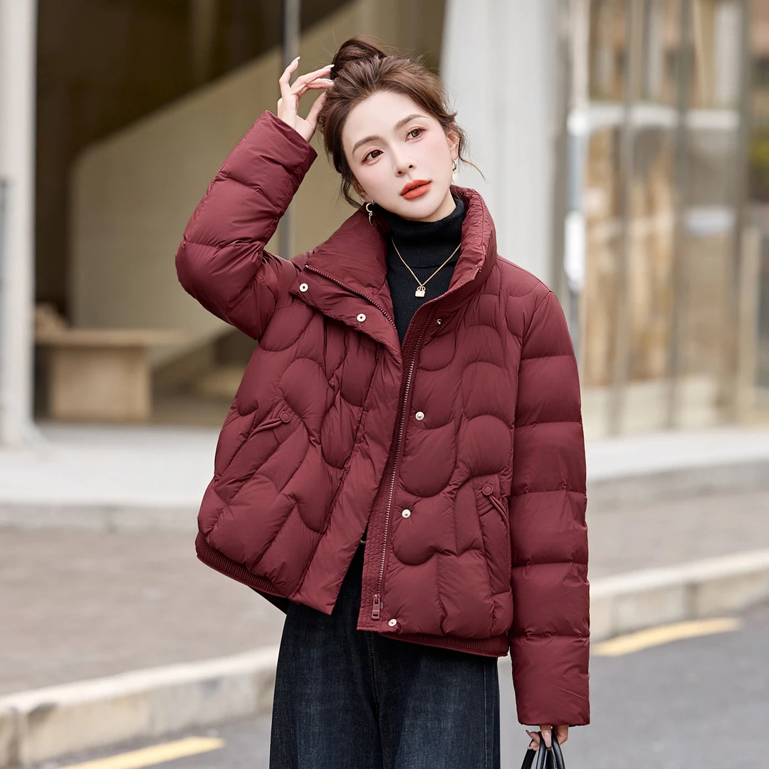 休闲时尚立领羽绒服女2025冬季新款小个子洋气百搭白鸭绒短款外套