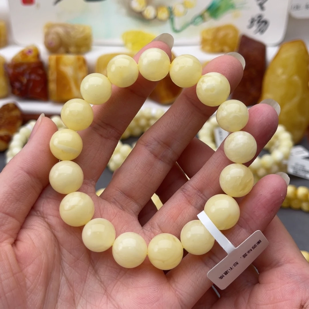 裸石琥珀未镶嵌蜜蜡瑕疵手串十二鸽