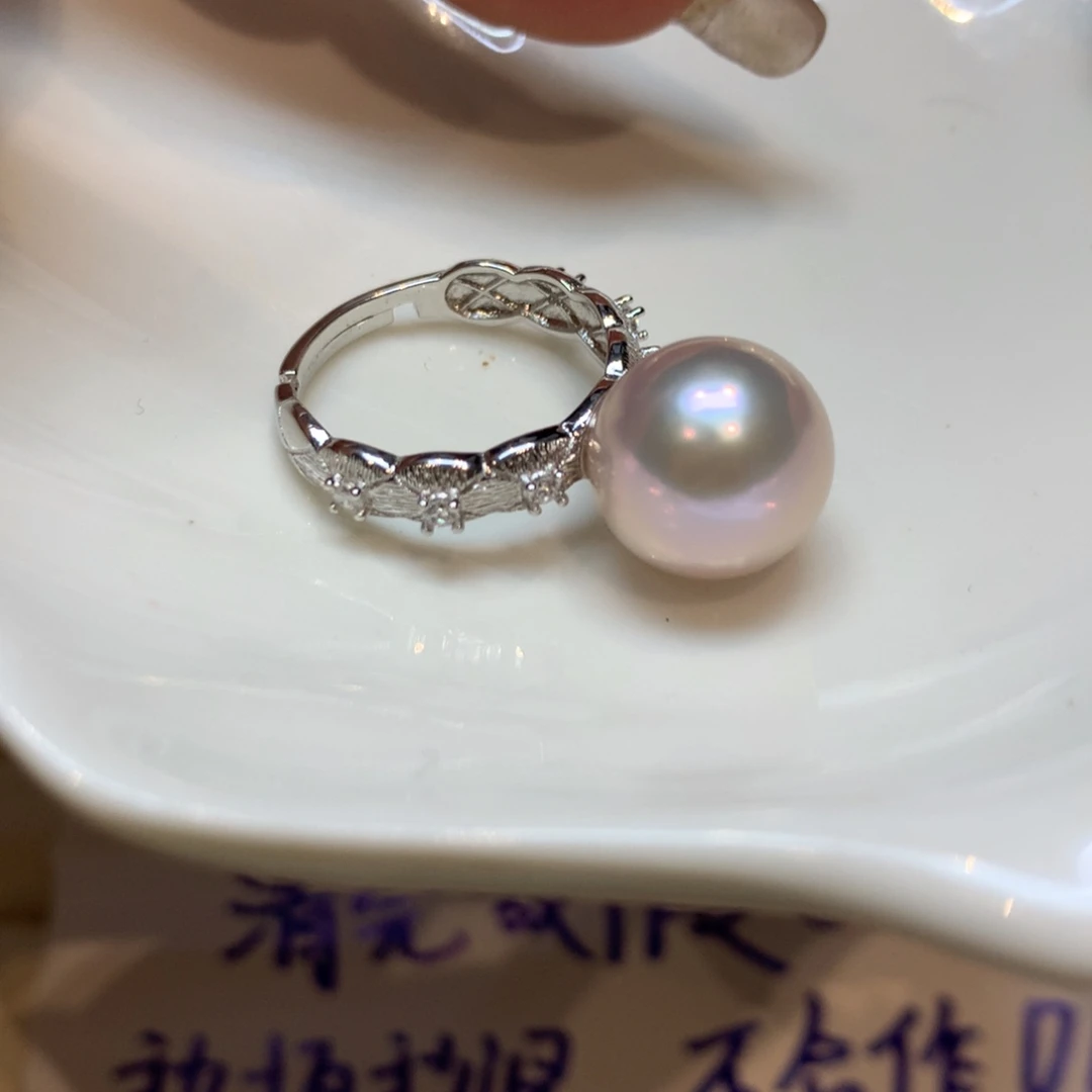 戒指银S925镶嵌淡水珍珠
