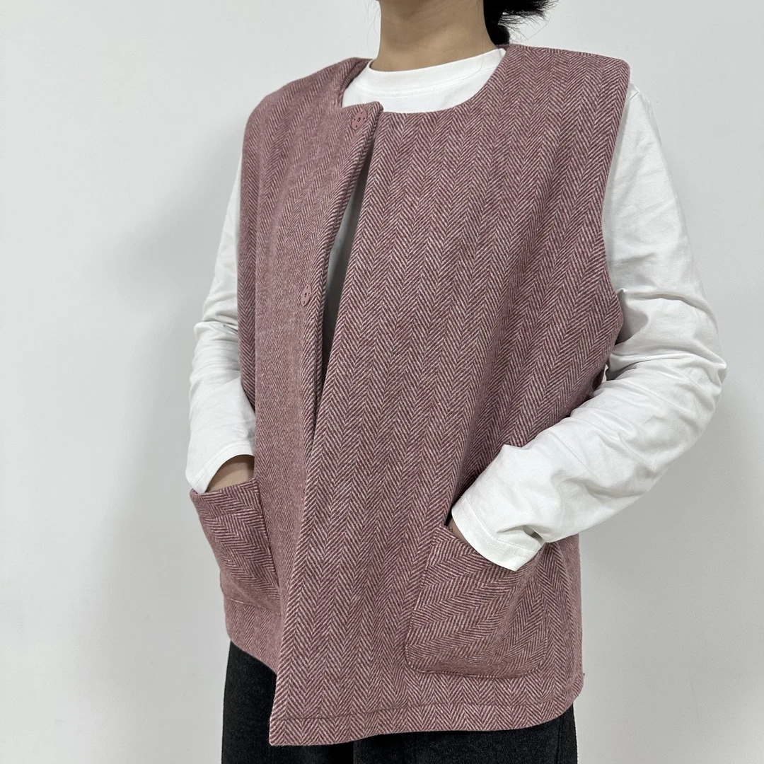 E207 澳毛马甲按扣无袖坎肩外套