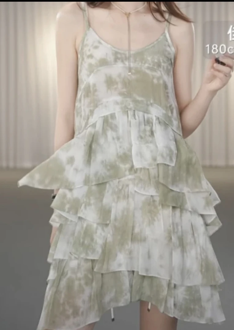 商场同款夏季洋装新款显瘦时尚印花吊带法式连衣裙550015