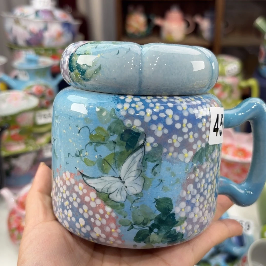 瓷片景德镇手绘高温釉下彩陶瓷茶具