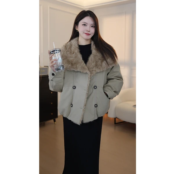 2025翻领保暖羽绒派克服女冬新款小个子白鸭绒短外套