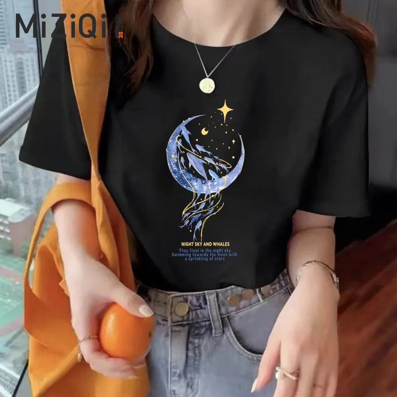 【璀璨星空】米子旗新款夏季宽松上衣纯棉全棉短袖T恤女T11666