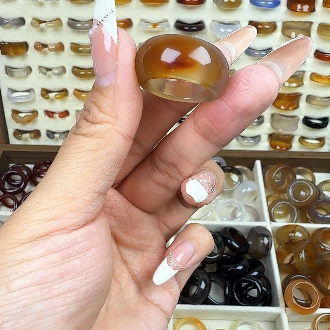 玛瑙/玉髓戒圈未镶嵌20圈福利不退换有细微划痕介意勿拍