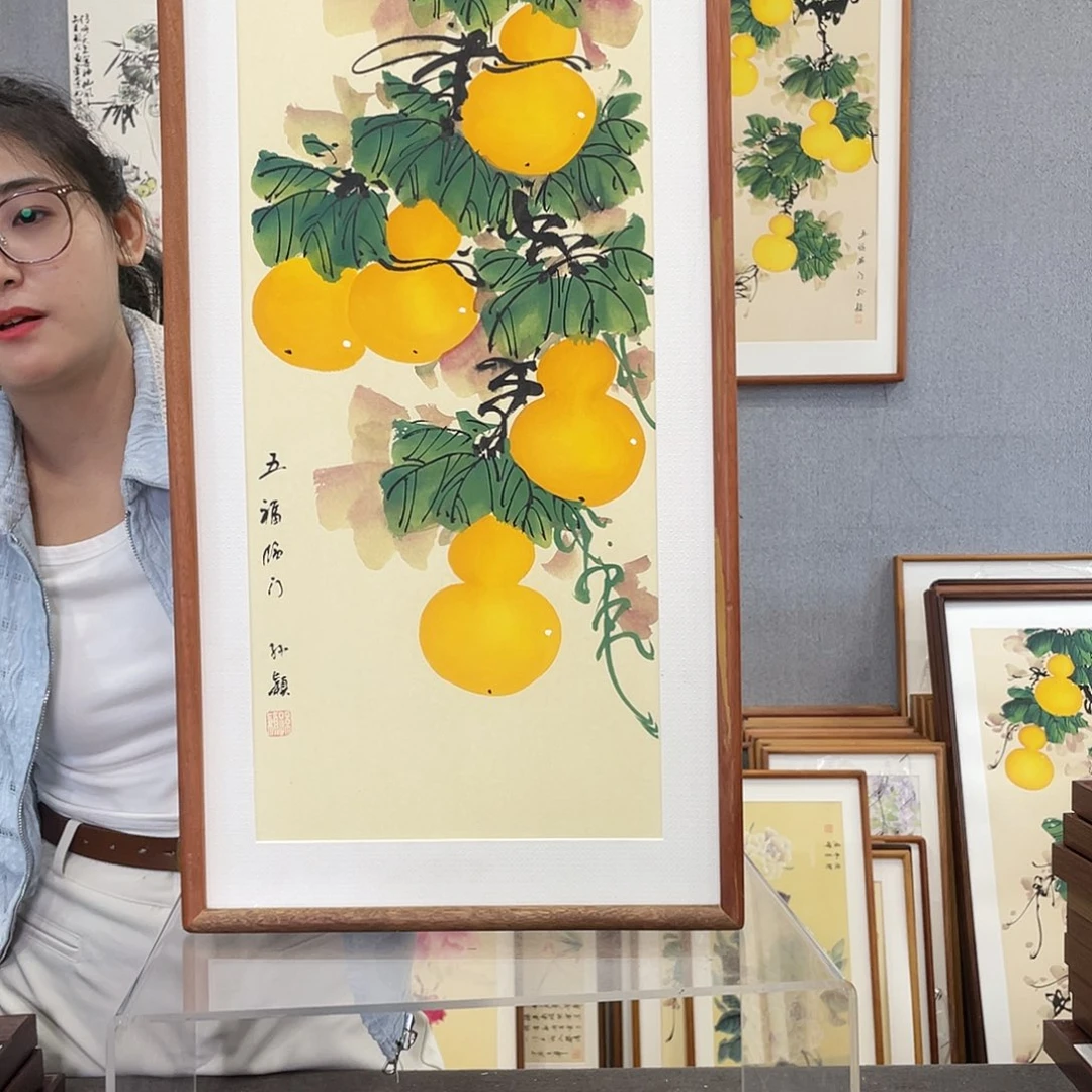 书法手绘带框尺寸：36*69