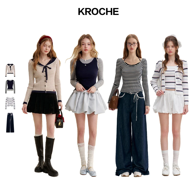 【雪宝专享】Kroche T恤套装/开衫吊带/牛仔裤/针织衫