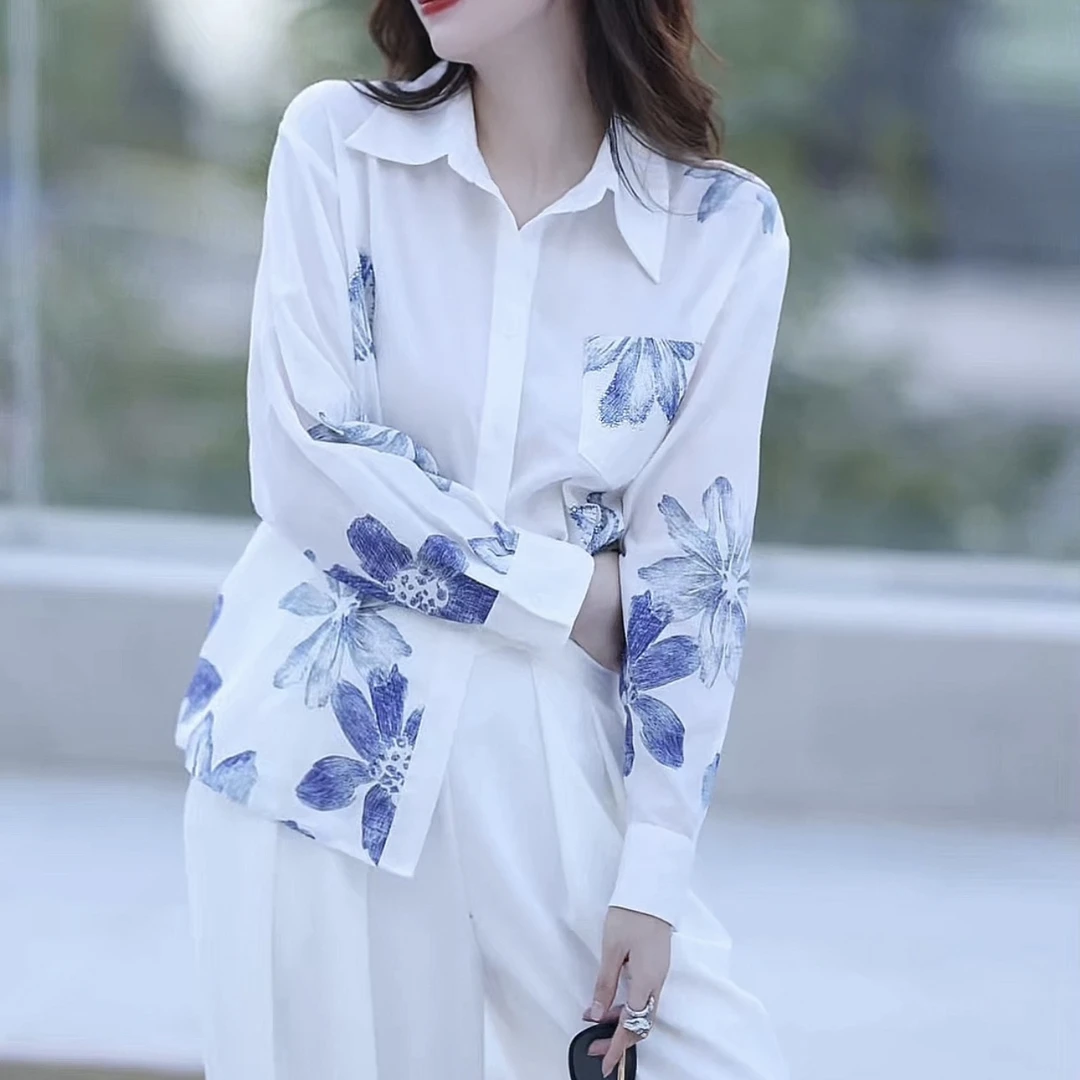 7-13【梵高艺术】时尚简约百搭印花气质衬衫