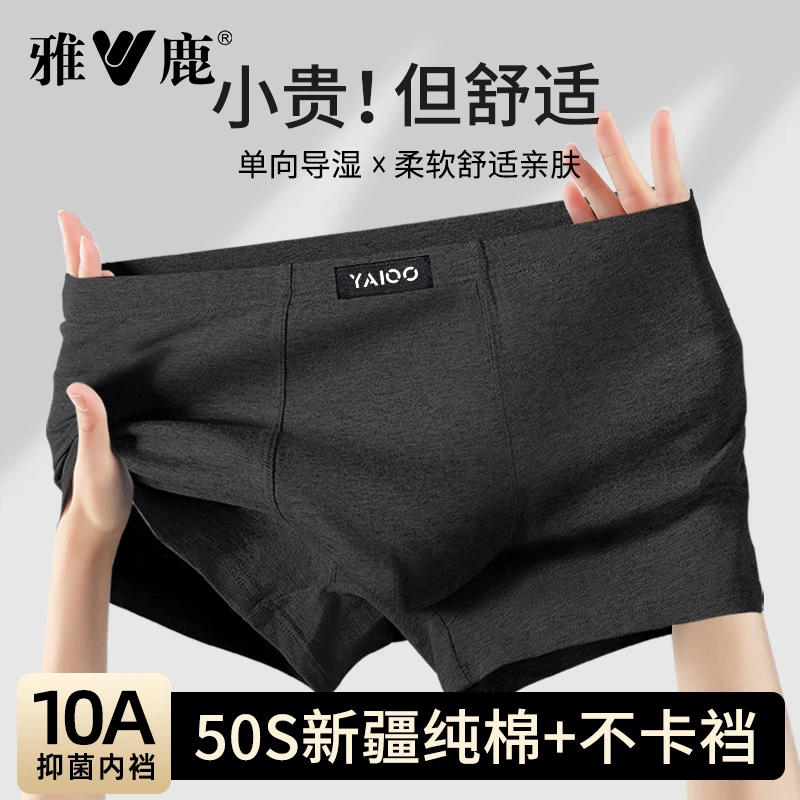 雅鹿品牌男士内裤男款爆款2025新款高档纯棉抑菌裆男生平角短裤头