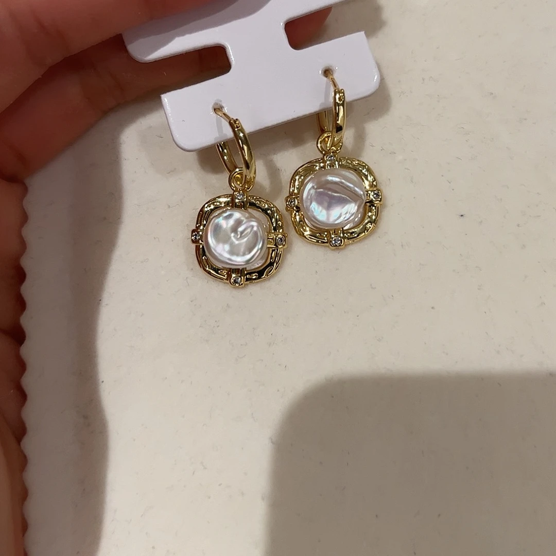 合金淡水珍珠耳饰