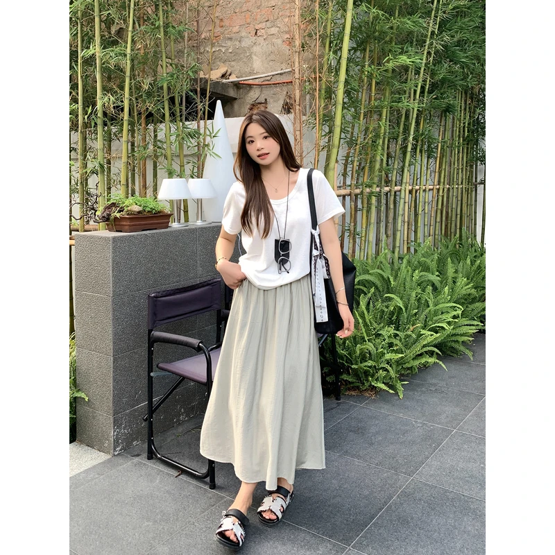【ALINDM年终大清仓】胖mm中长款裙子200斤高腰A字半身裙女AS25688