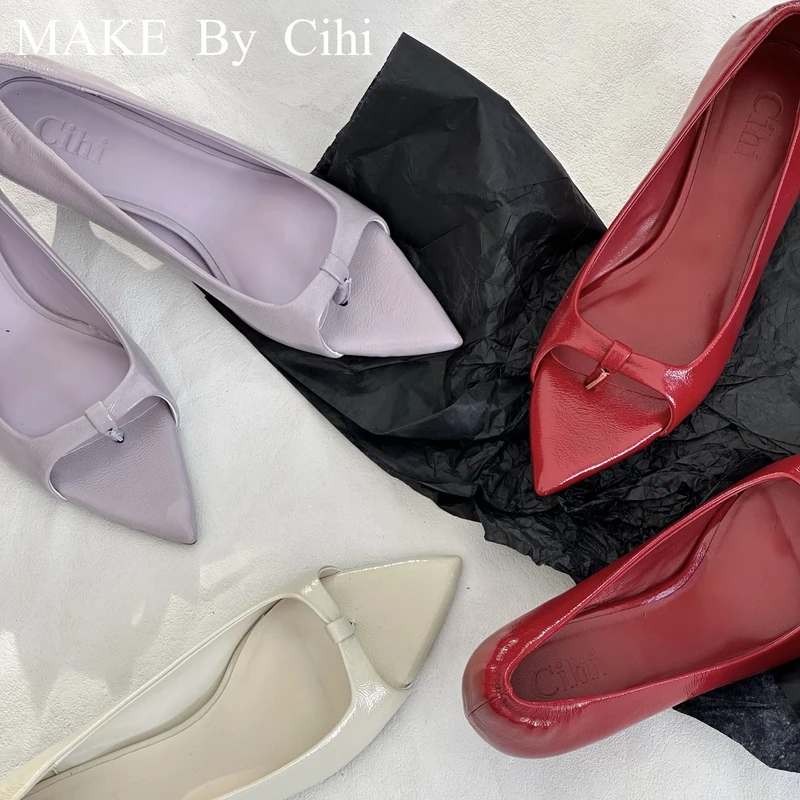 Cihi設計’simple rainbow‘ 芭蕾美学 果冻 多色鱼嘴露趾坡跟单鞋