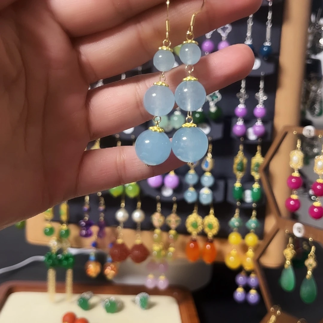 锆石纯铜925银耳饰