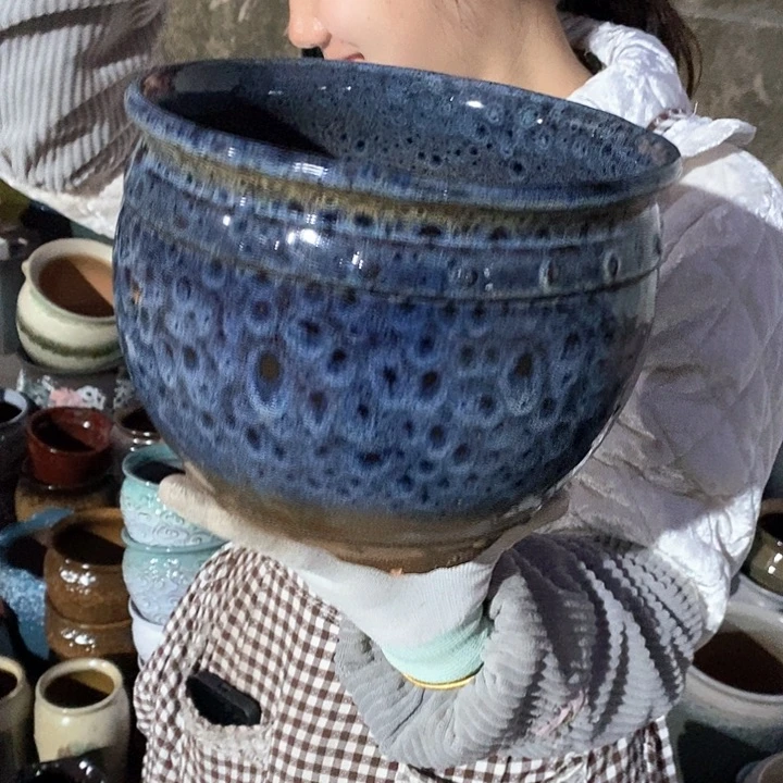 紫砂花盆瑕疵口21高17瑕疵