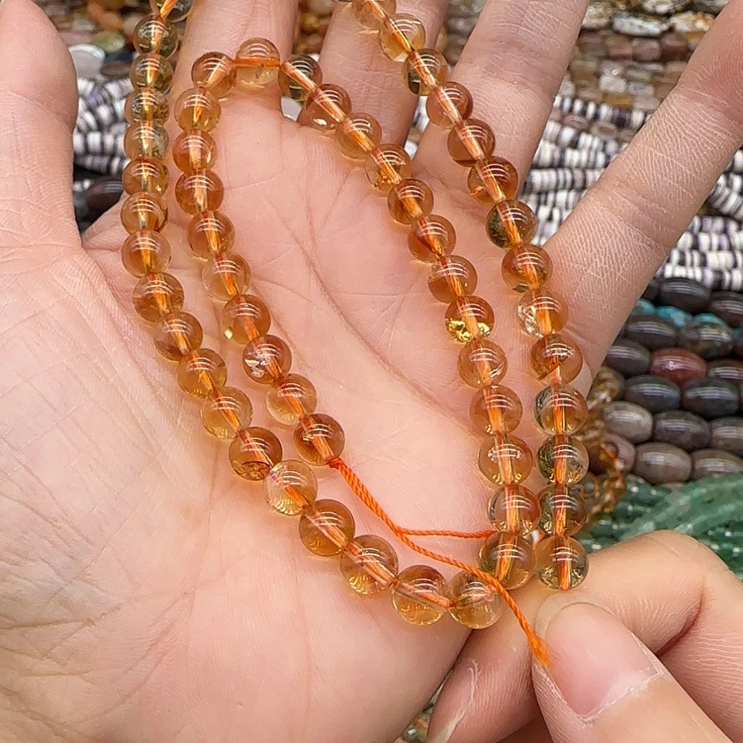 合金玛瑙/玉髓珠宝半成品黄水晶6mm拍两64发一条