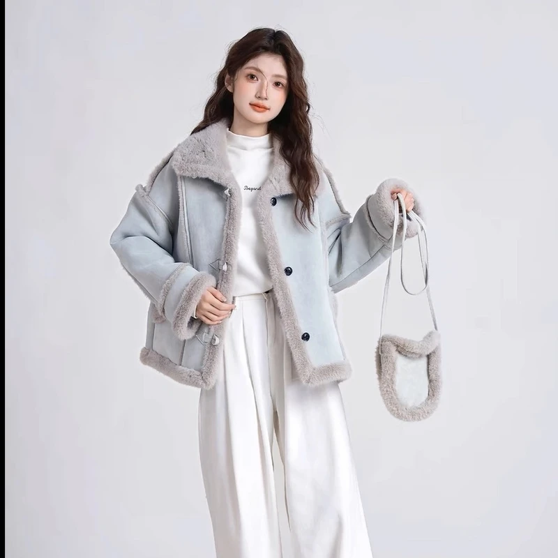 [现货＋运费险+送包包]2024新款外套皮毛一体加绒加厚女大衣ZM2