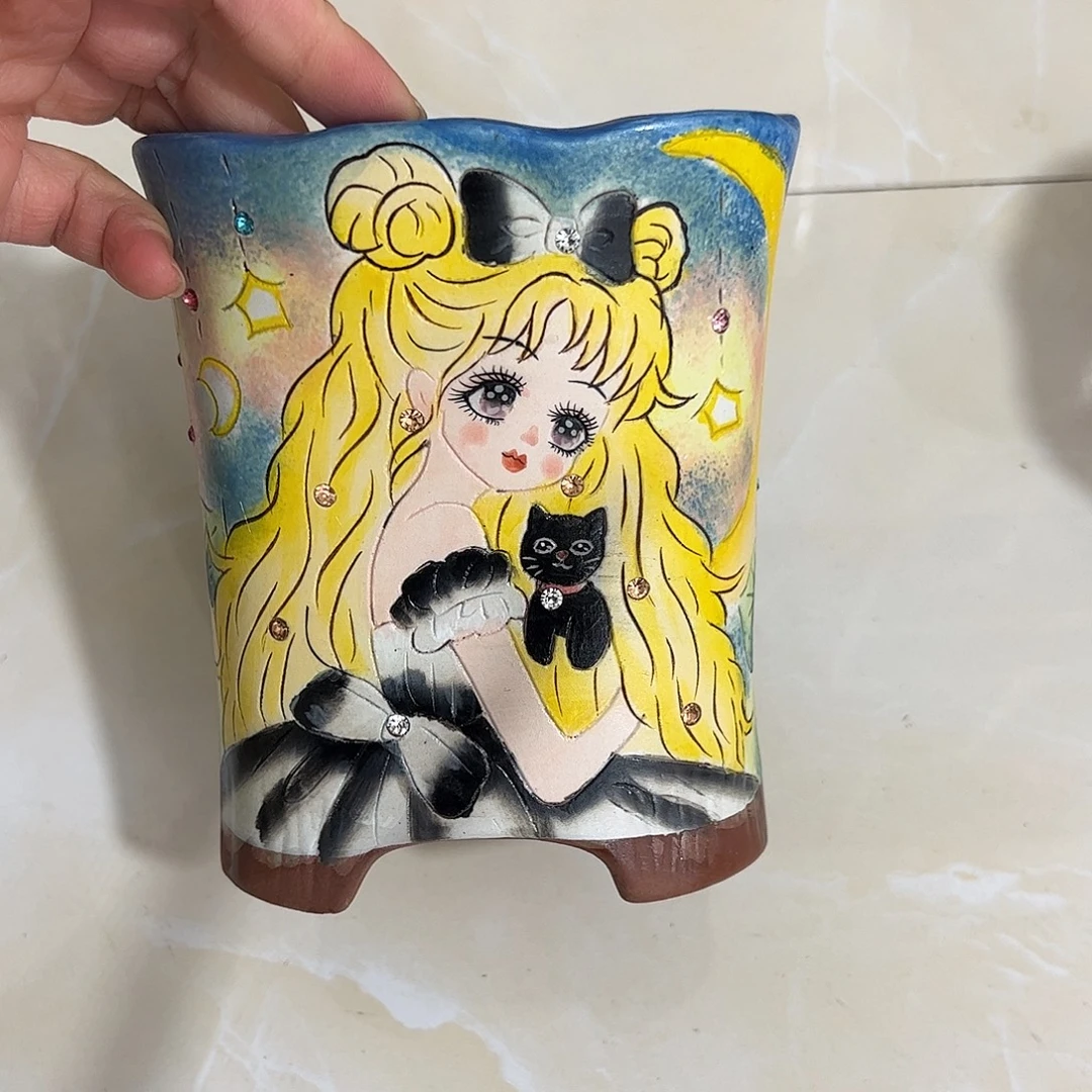 景德镇炫彩手绘口11.5高14.5