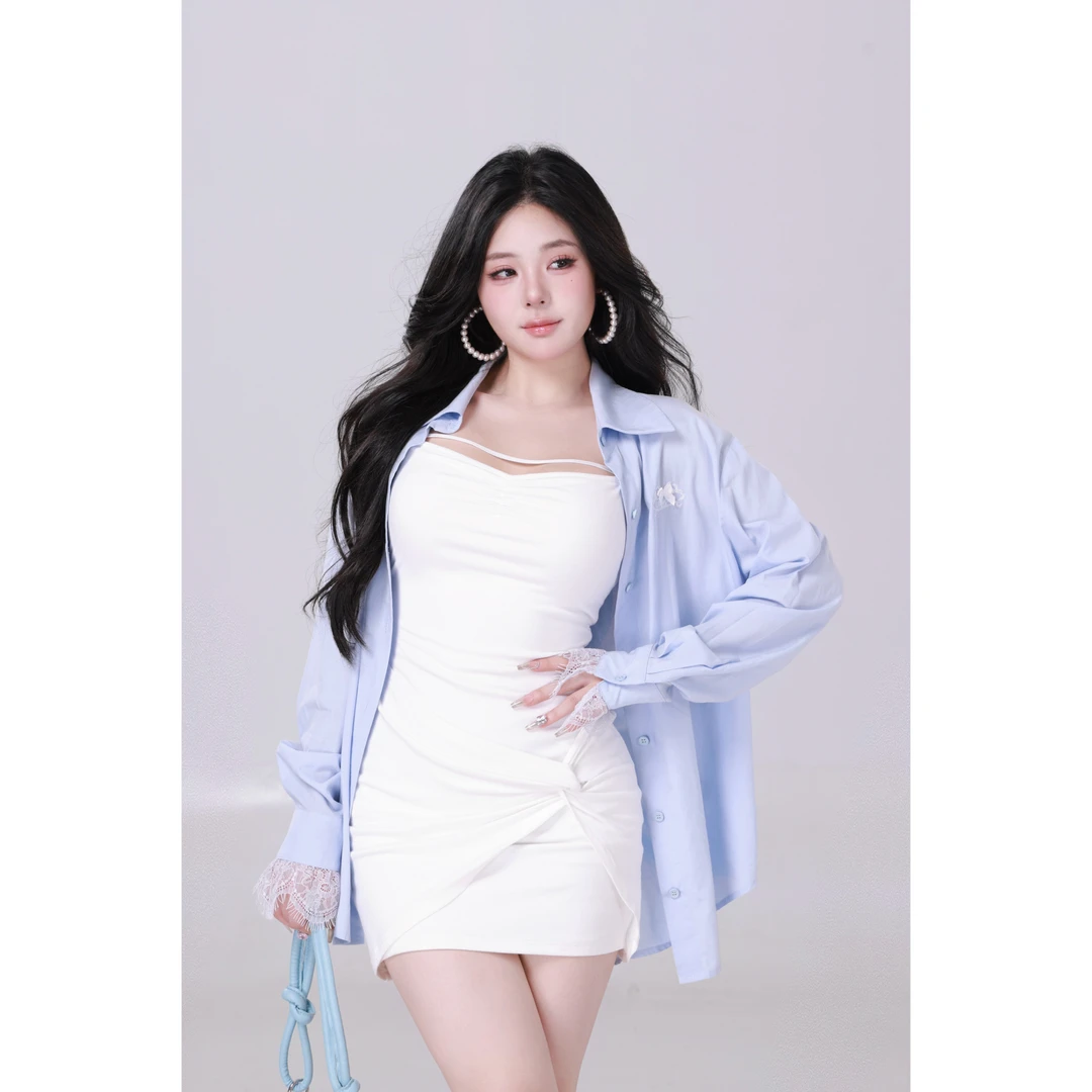 清清MengFairy【韩系氛围】针织连衣裙，50%棉50%莫代尔衬衫4883M490