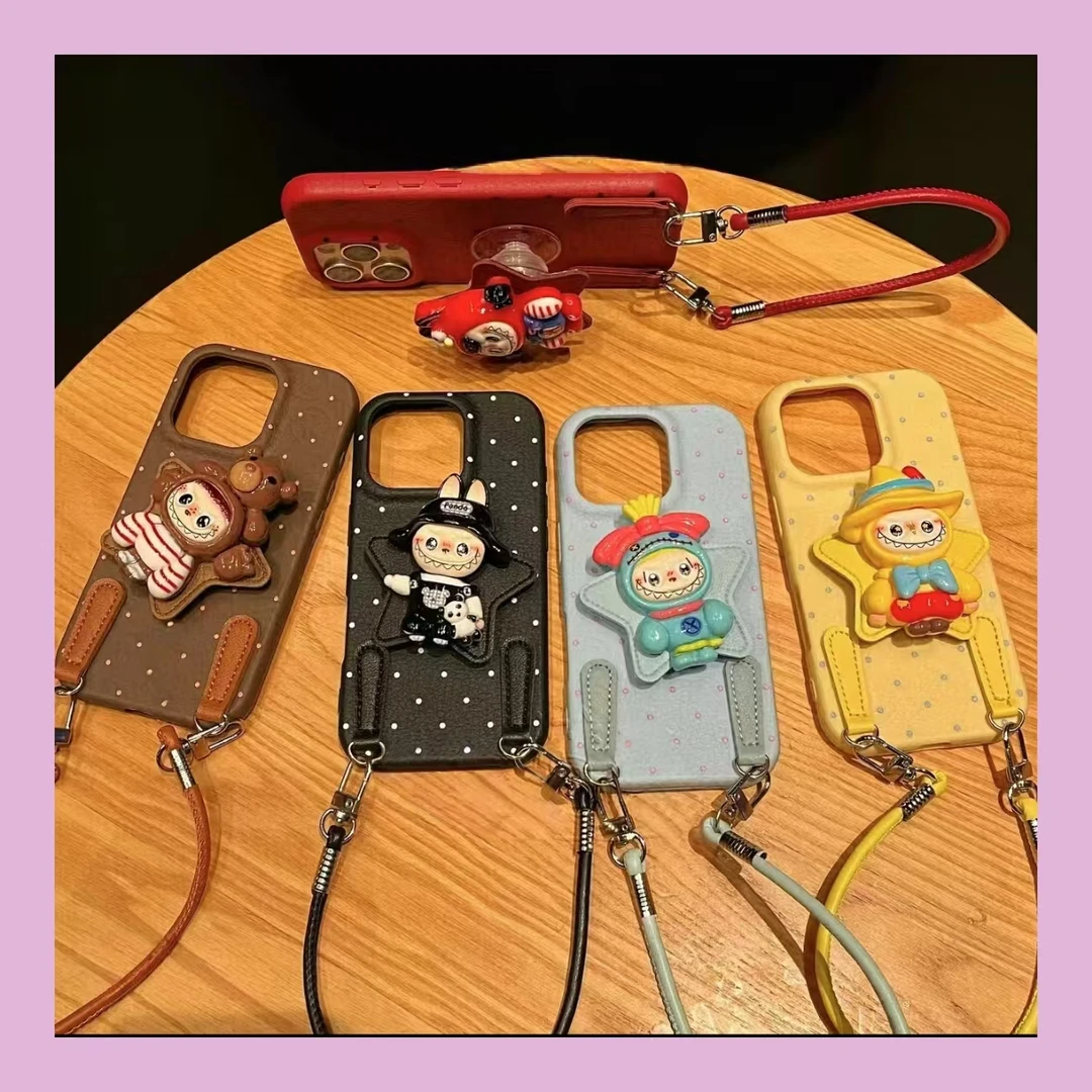 拉布布星星荔枝纹适用苹果华为荣耀vivo小米oppo手机壳小清新