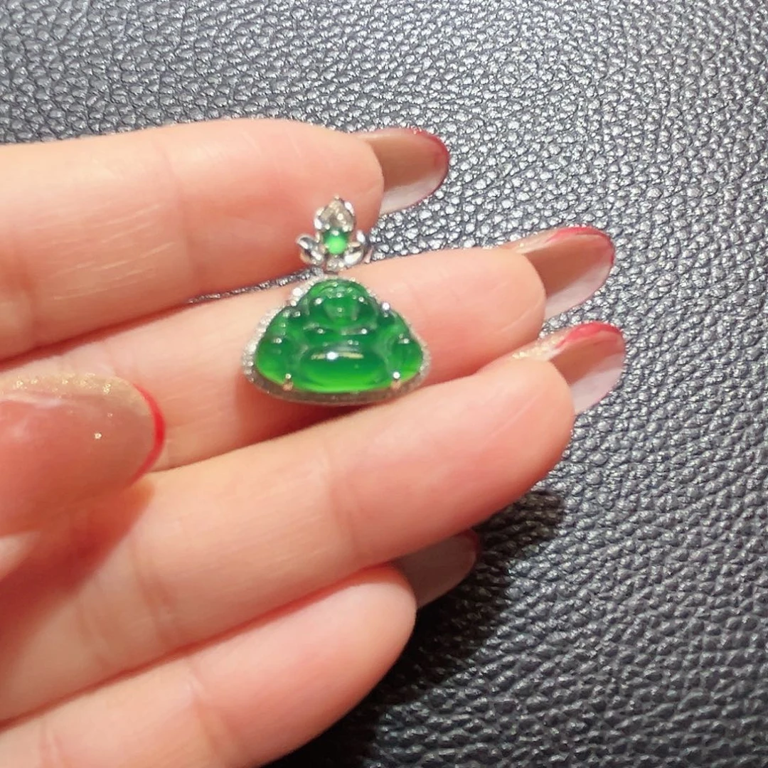 翡翠吊坠(不含链)18K金镶嵌