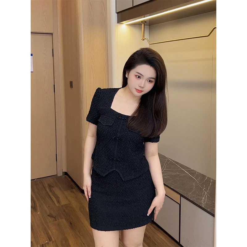 大梦微胖定制【LMQ462】大码女装新中式时尚显瘦两件套