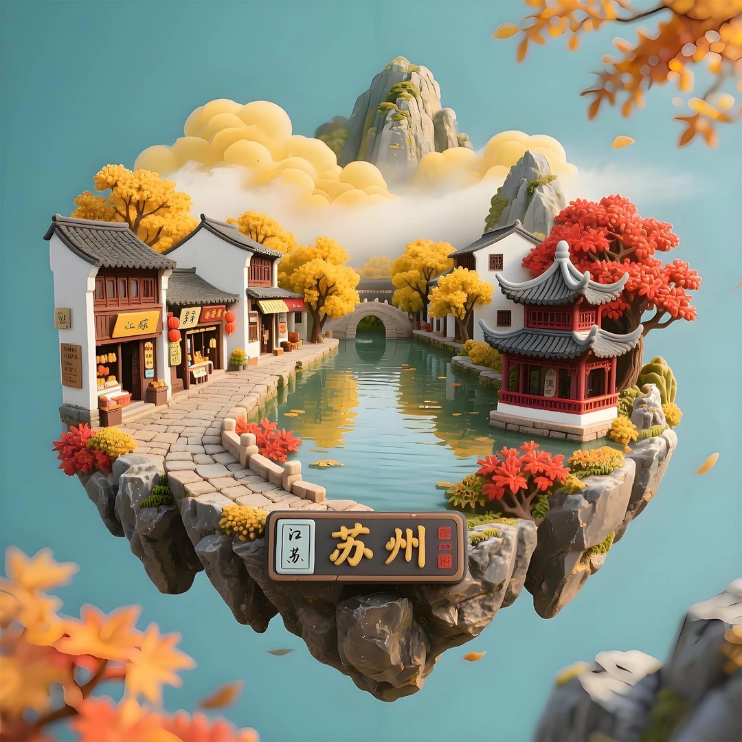 江苏金属磁吸纪念冰箱贴苏州江南水乡旅游景点园林文创意礼品立体
