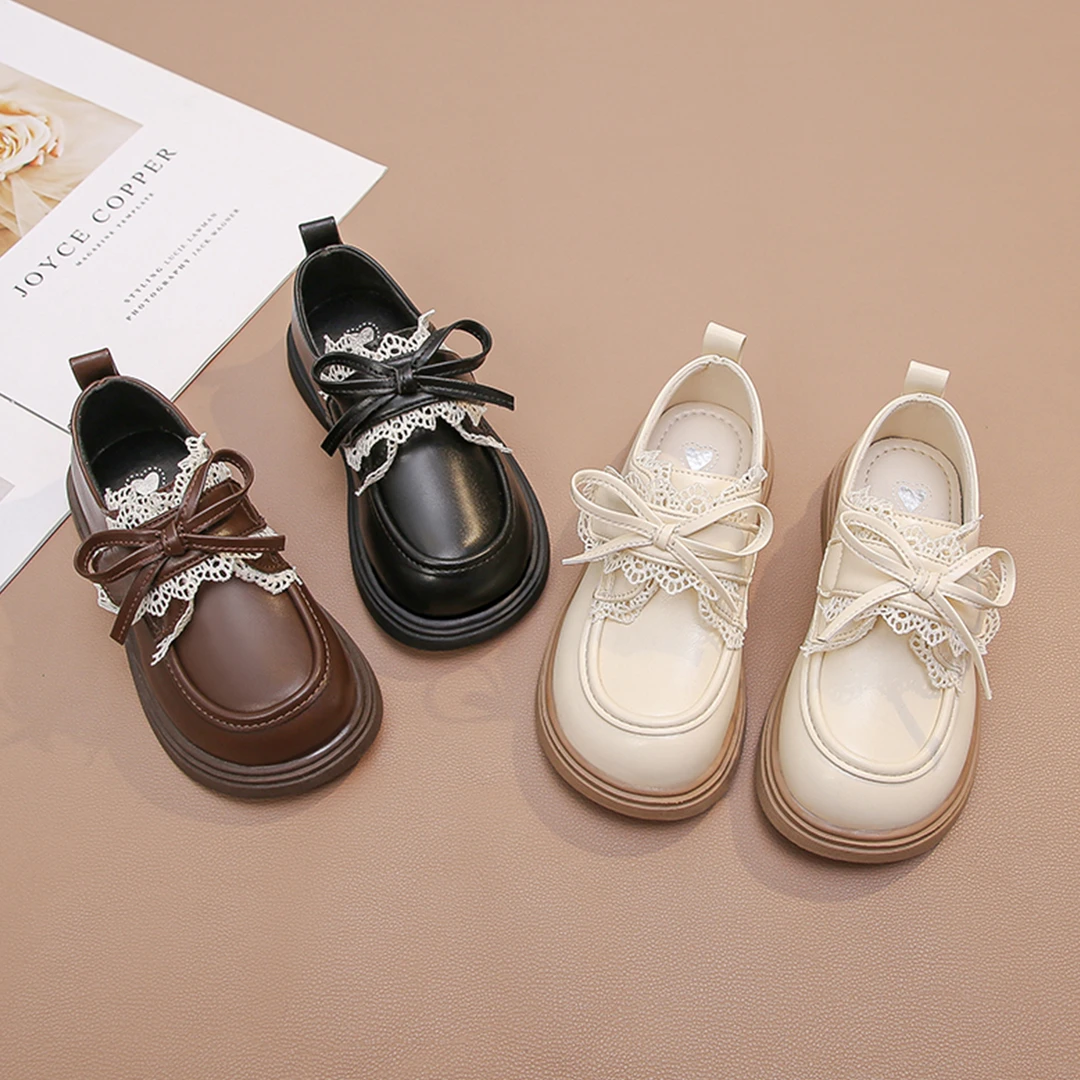 女童休闲小皮鞋黑色英伦风小皮鞋女孩演出乐福鞋防滑时尚3-6校园