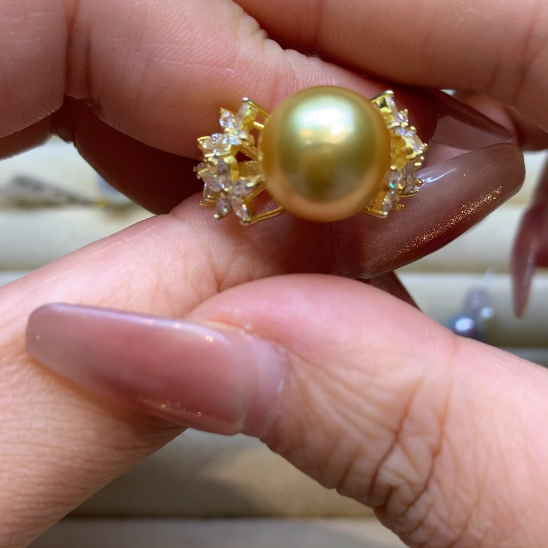 银S925镶嵌戒指海水珍珠