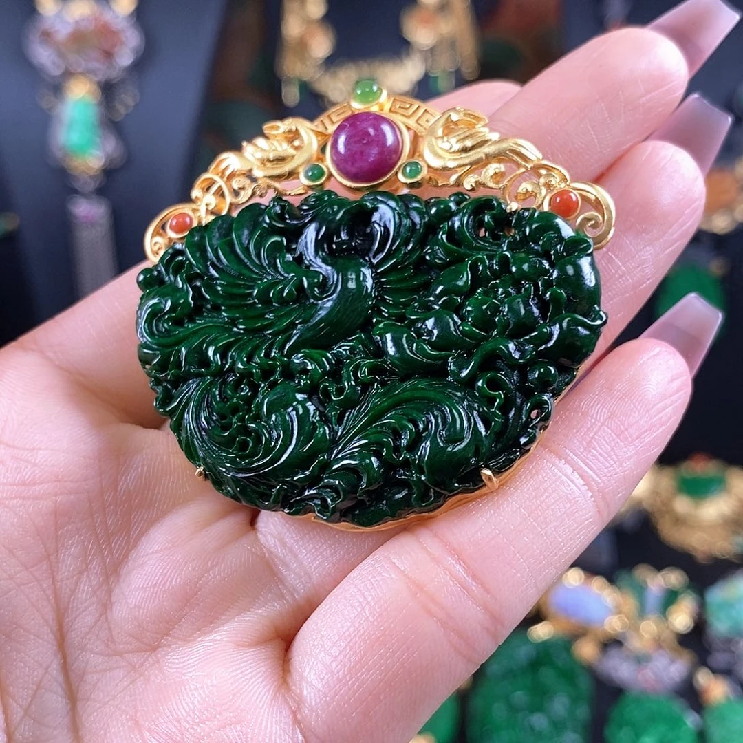 翡翠银S925镶嵌颈饰吊坠