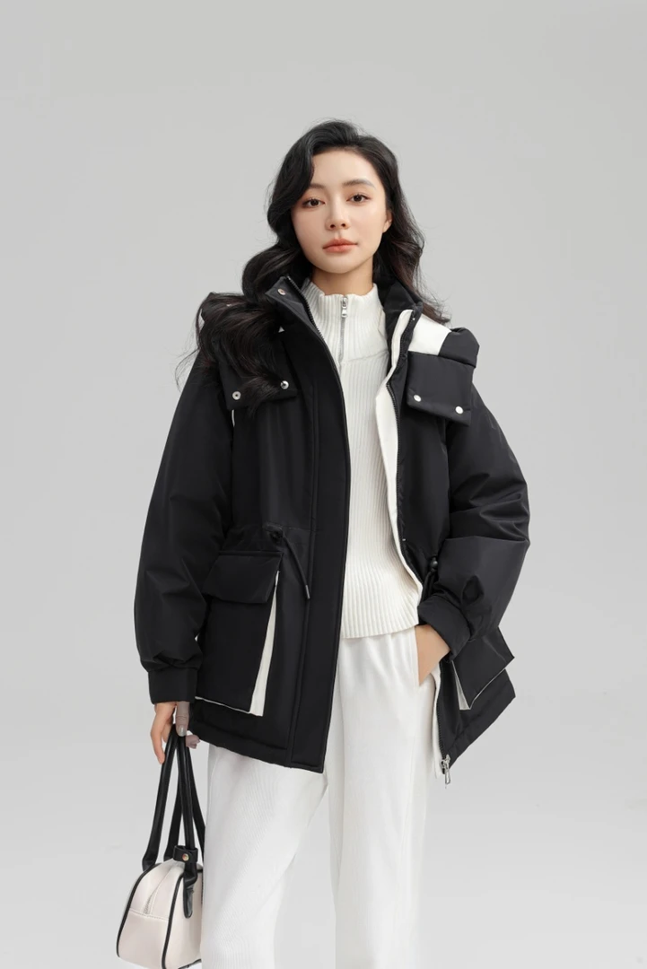 【李易行】2025新品抽绳收腰连帽工装羽绒服-真羽绒 假一赔三-8816