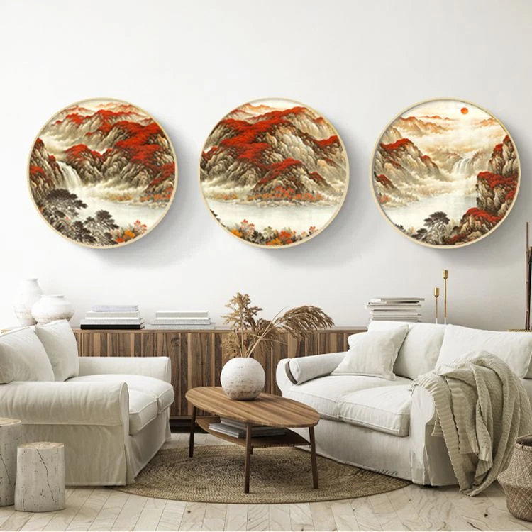 鸿运当头玄关装饰画客厅沙发背景墙壁挂画晶瓷画山水画招财风水画