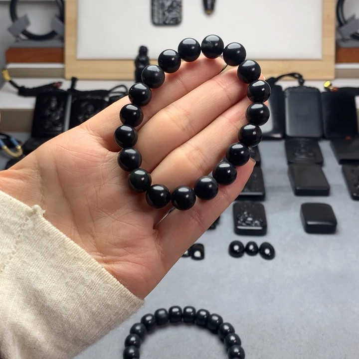 和田玉（墨玉）未镶嵌手串特价10mm