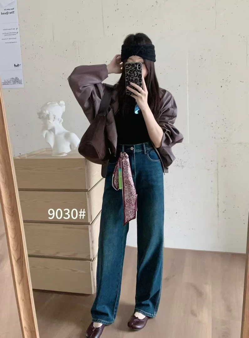 精品原单牛仔裤直筒休闲复古