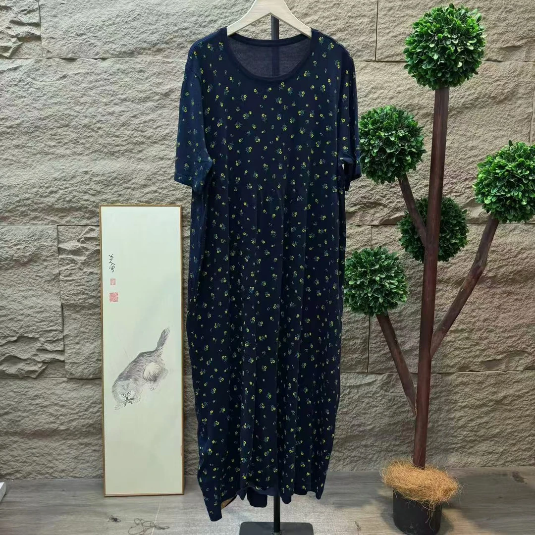 9801新款夏季文艺宽松洋气印花针织连衣裙QZ