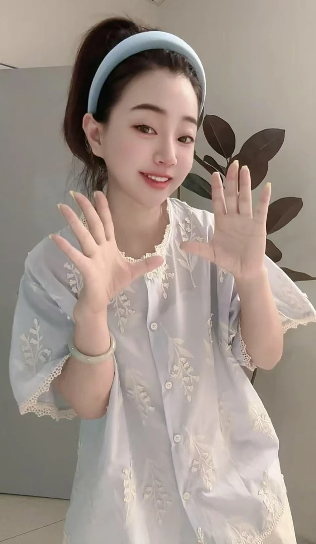 【蓝调碎花】复古日系压皱短袖衬衫