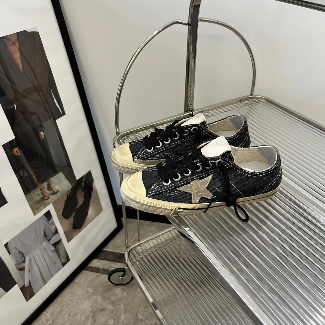 GENIUS GIRAFFE 伟霆同款 V系列黑白帆布韩版做旧星星男女小脏鞋