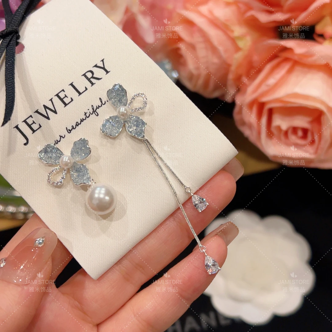 镀K金 Jami 冰川蓝AB款流苏轻奢耳环气质优雅法式温柔