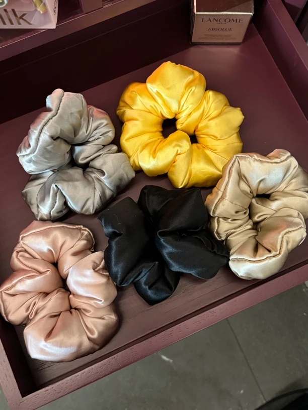 22姆米发圈100%真丝桑蚕丝大肠圈填充大波浪睡觉头发绳