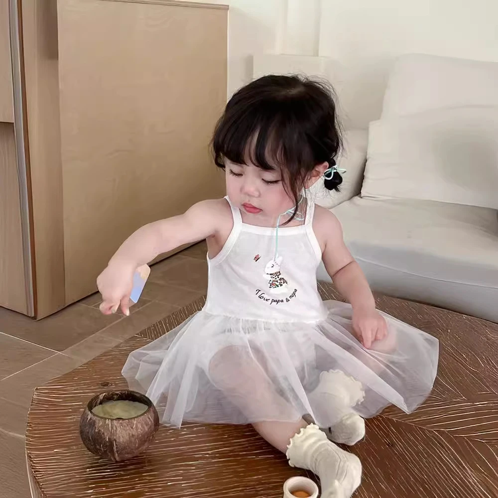 827夏款包屁衣韩版女宝宝超萌兔子网纱吊带哈衣满月公主爬服