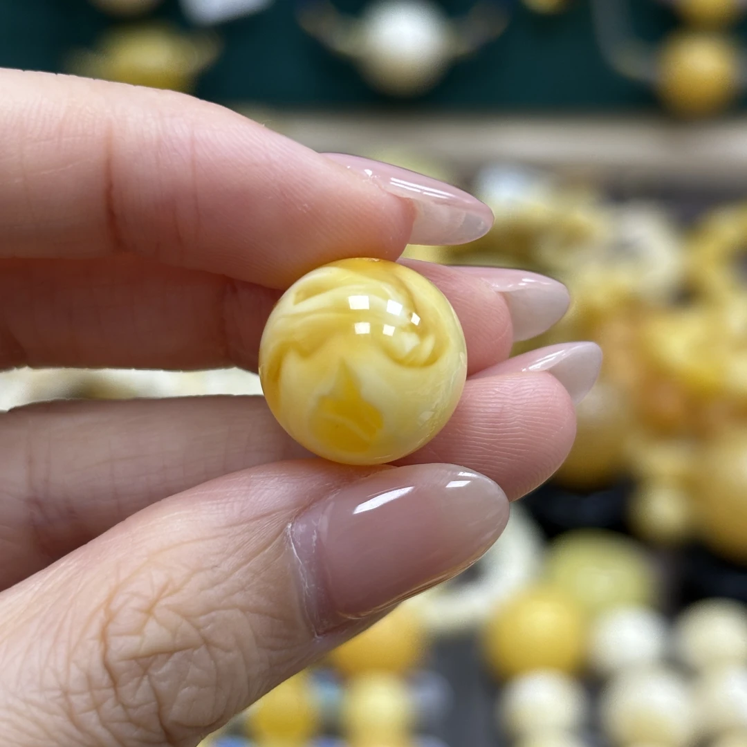 15.5mm带皮色· 小妖珠宝天然原矿琥珀蜜蜡