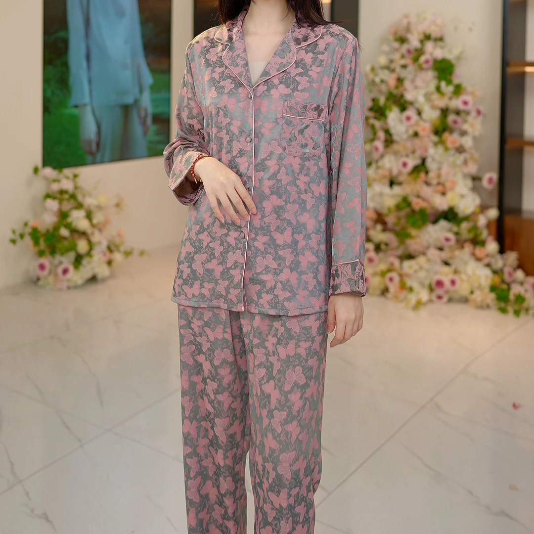 苏杭【光影蝴蝶】2024夏季新款睡衣女士高端家居服套装