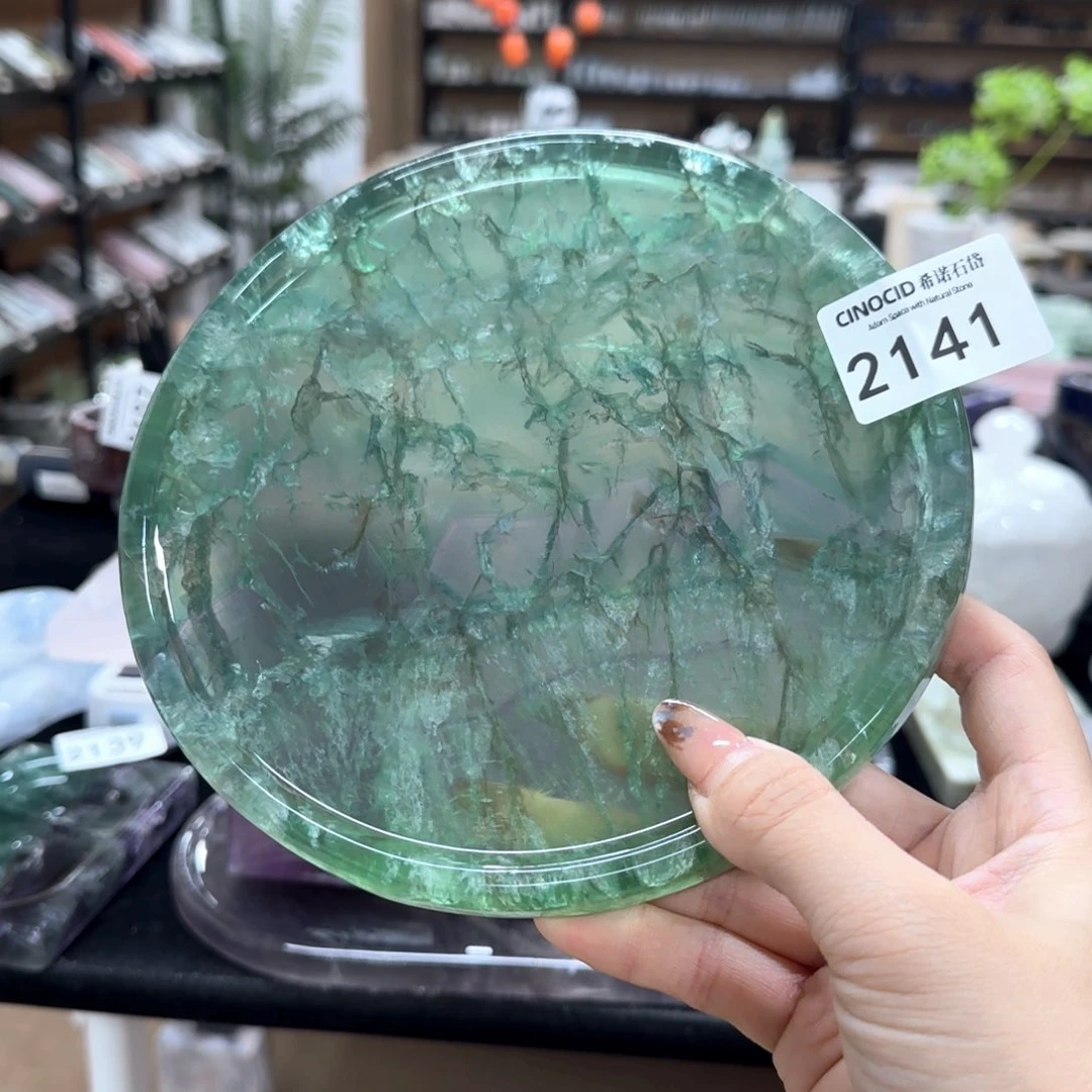 石材@***文2141绿水晶圆盘圆盘