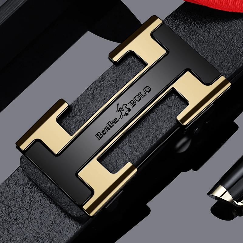 皮带男士内扣自动扣裤带中年百搭休闲商务腰带男款裤腰带潮流