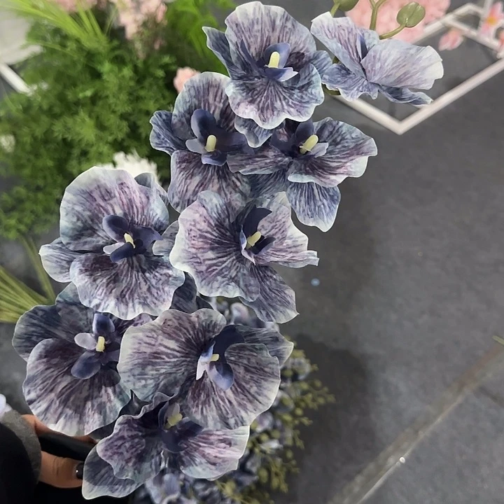 10支蓝紫色褶皱蝴蝶兰仿真花