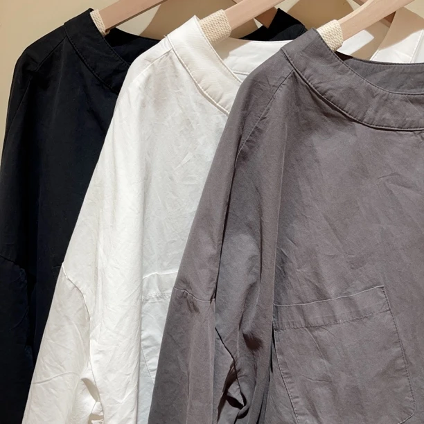 圆领衬衫外搭 下摆可抽绳 大码女装 森系日系 好穿搭