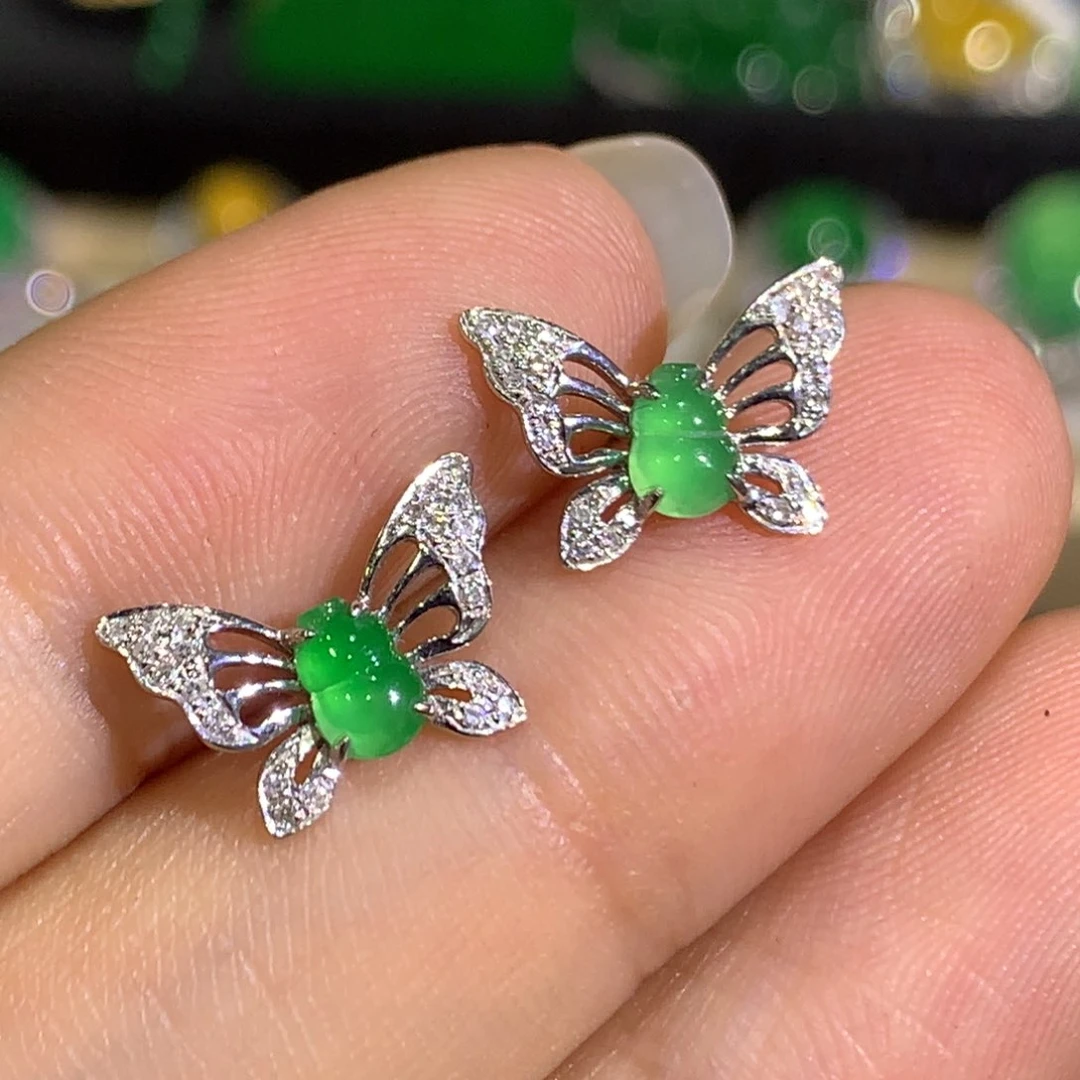 翡翠耳饰18K金镶嵌3、