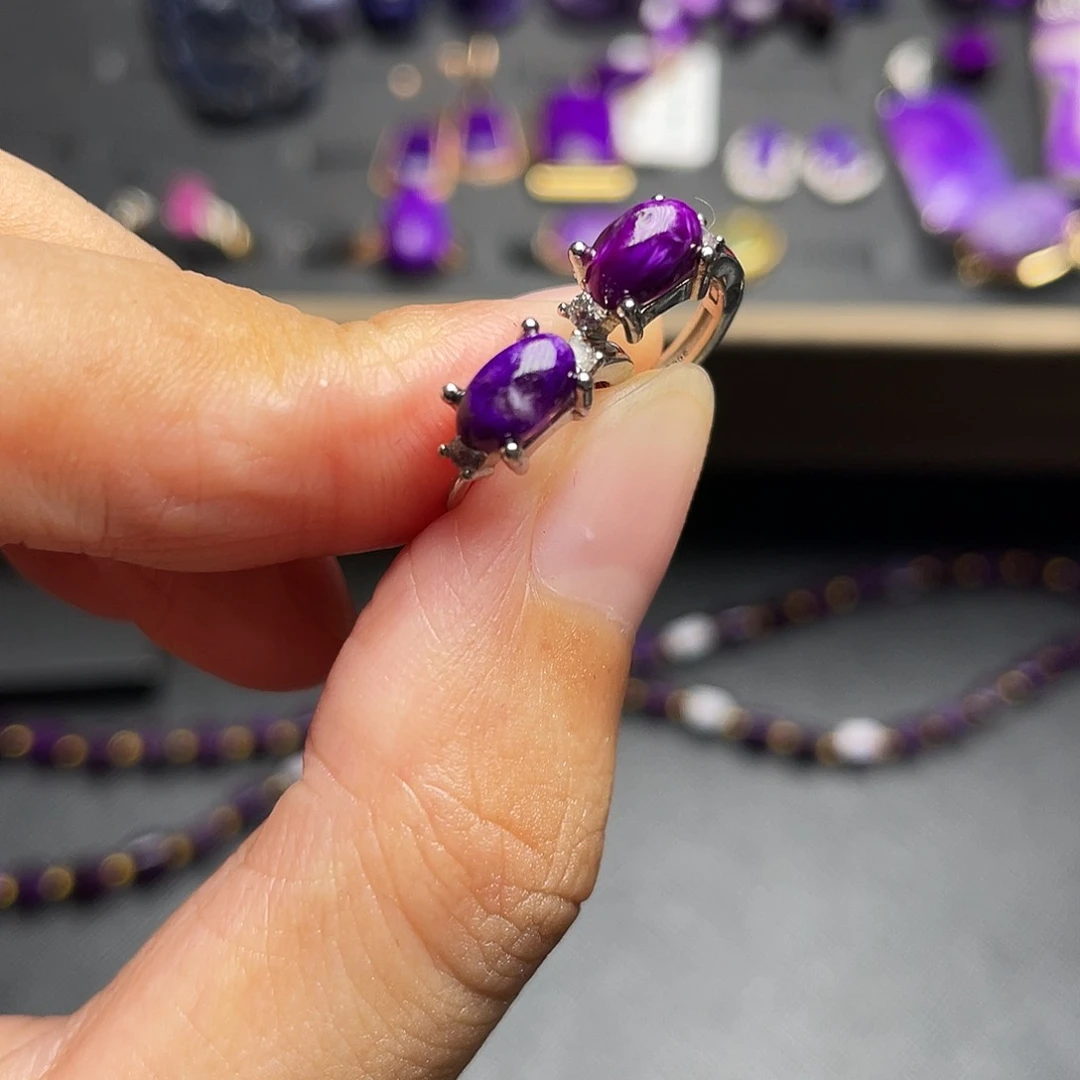 银S925镶嵌苏纪石（舒俱来）耳环