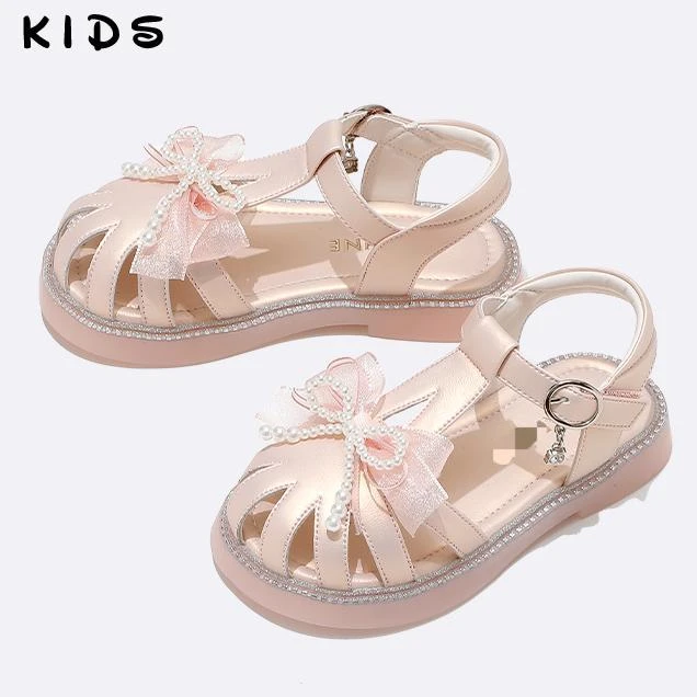 女童凉鞋2025新款夏季软底真皮百搭小女孩儿童公主鞋233122