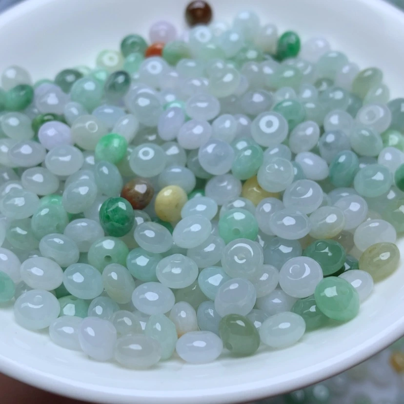 【闪购商品】未镶嵌手链翡翠卡4*6.5冰三彩鼓珠20个